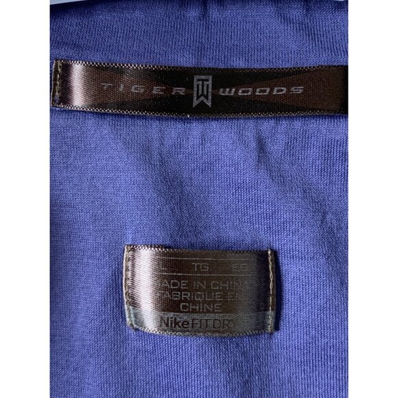 Nike Tiger Woods Golf Polo Shirt XL Purple Striped Cotton/Polyester GUC 7858 - Picture 2 of 9